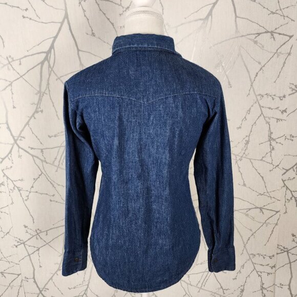 Levi's VTG Dark Wash Orange Tab Button Front Western Shirt - Picture 4 of 6